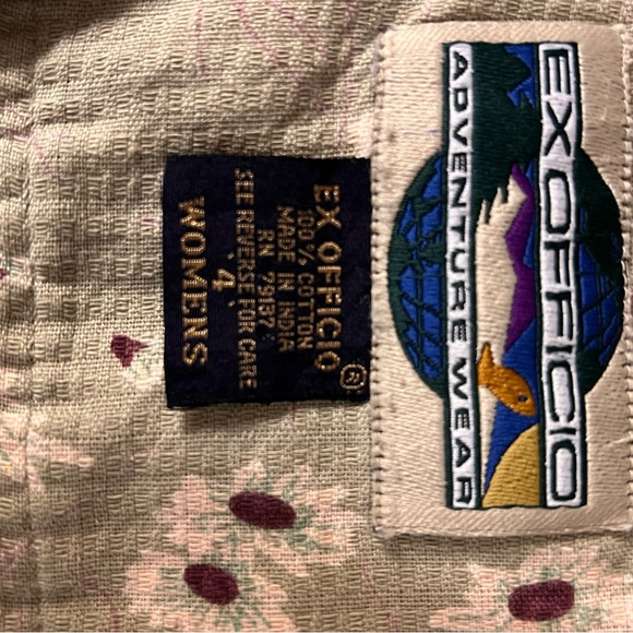 Vtg Exofficio Adventure Wear Womens Olive Green Floral Vest Sz 4. W / Pockets - Picture 6 of 10